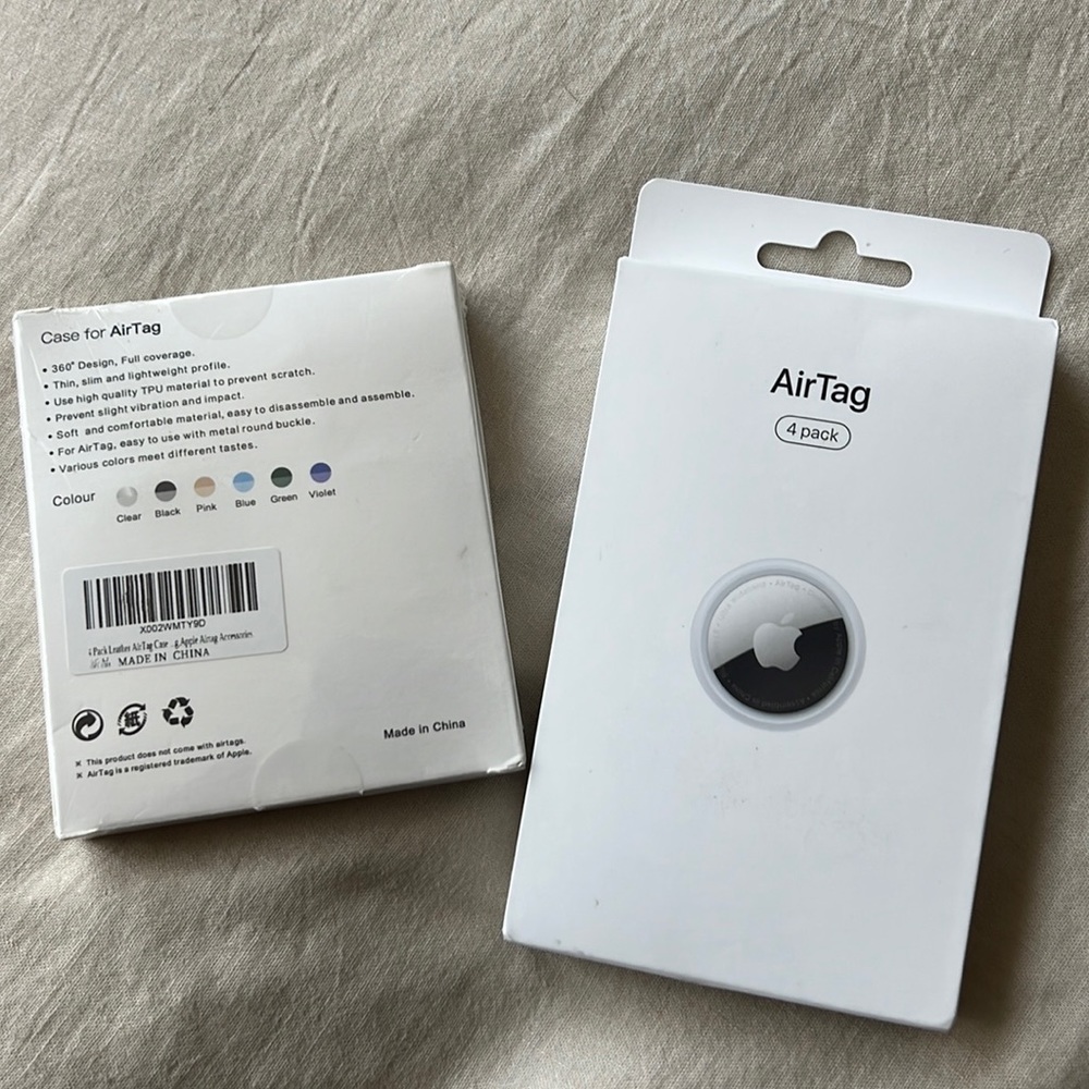 Unopened 4 pack Apple AirTag with case. 110 dollar value.
